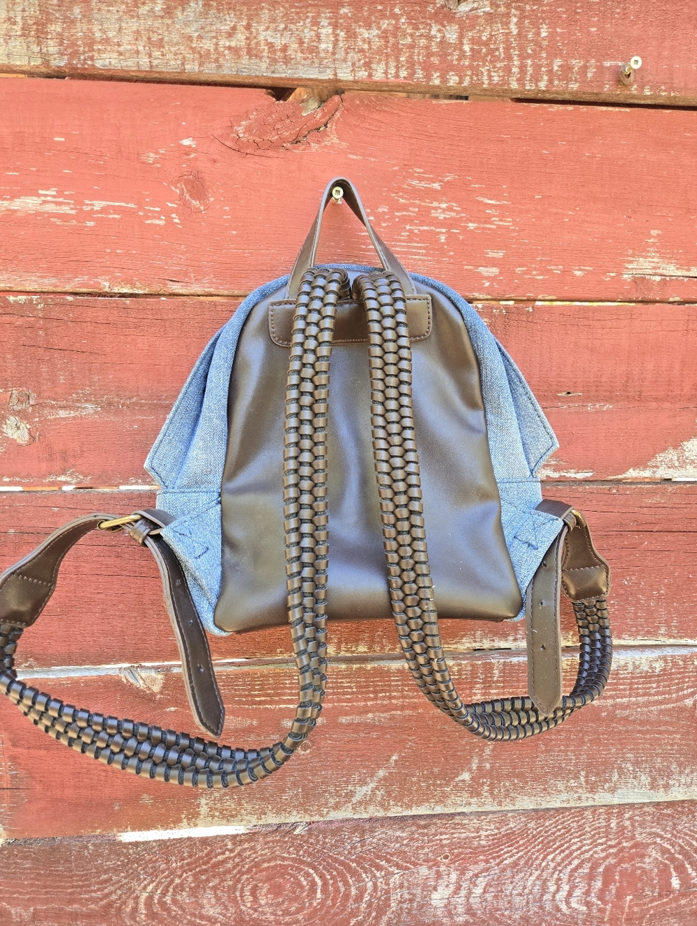 Denim Embroidered Mini Backpack - Blue - Picture 2 of 5